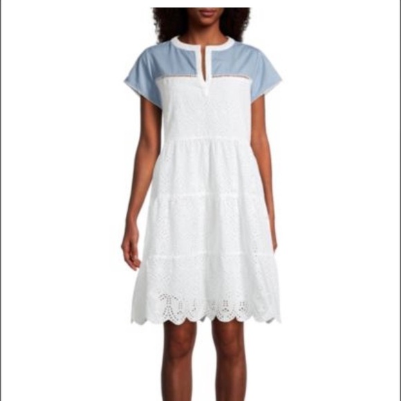 Roller Rabbit NWT Pamela Aster Eyelet Shift Dress Size M - Picture 1 of 12